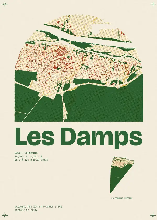 Affiche de Les Damps, calculée par 123-fr d'après l'IGN