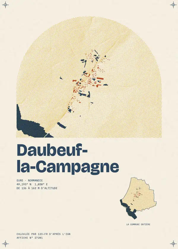 Affiche de Daubeuf-la-Campagne, calculée par 123-fr d'après l'IGN