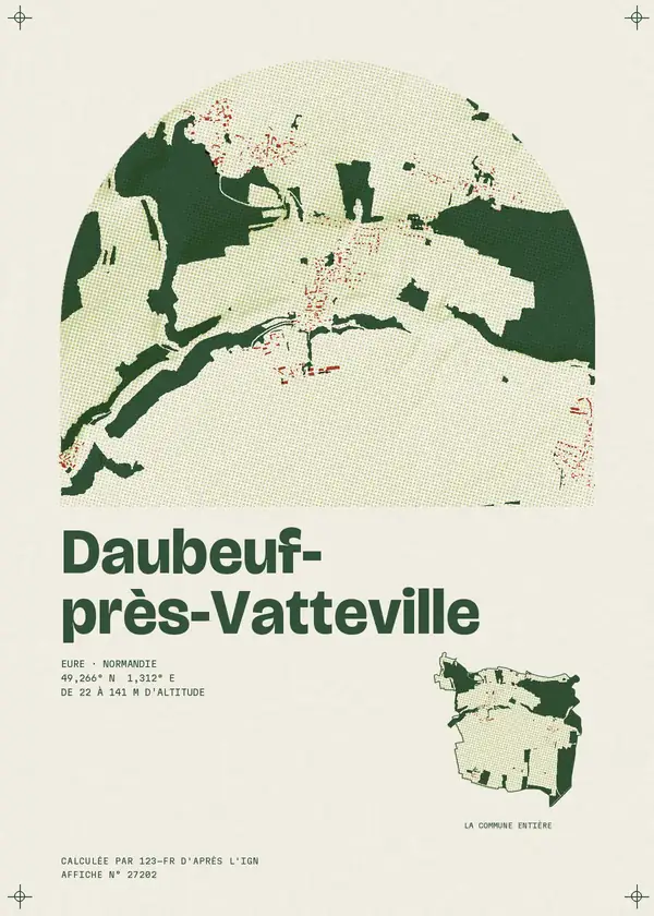 Affiche de Daubeuf-près-Vatteville, calculée par 123-fr d'après l'IGN