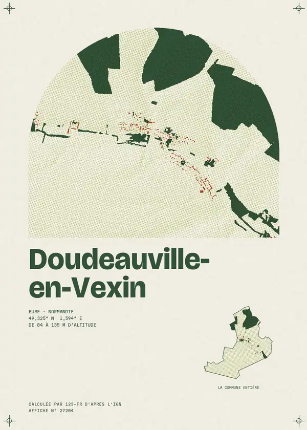 Affiche de Doudeauville-en-Vexin, calculée par 123-fr d'après l'IGN