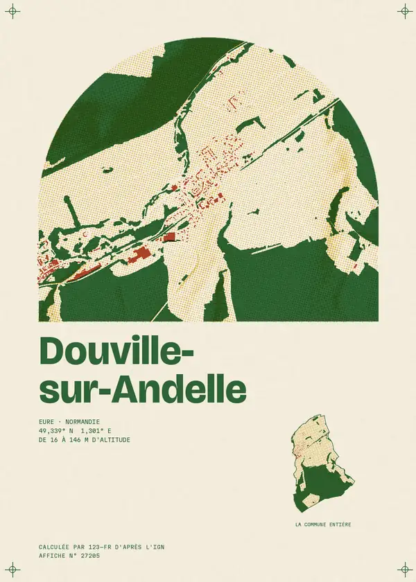 Affiche de Douville-sur-Andelle, calculée d'après l'IGN