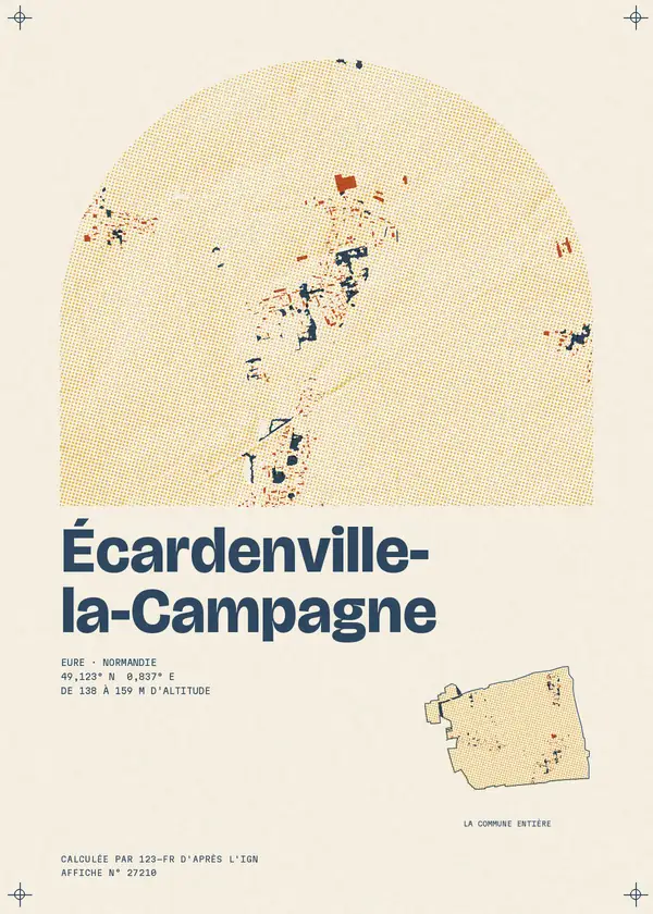 Affiche de Écardenville-la-Campagne, calculée par 123-fr d'après l'IGN