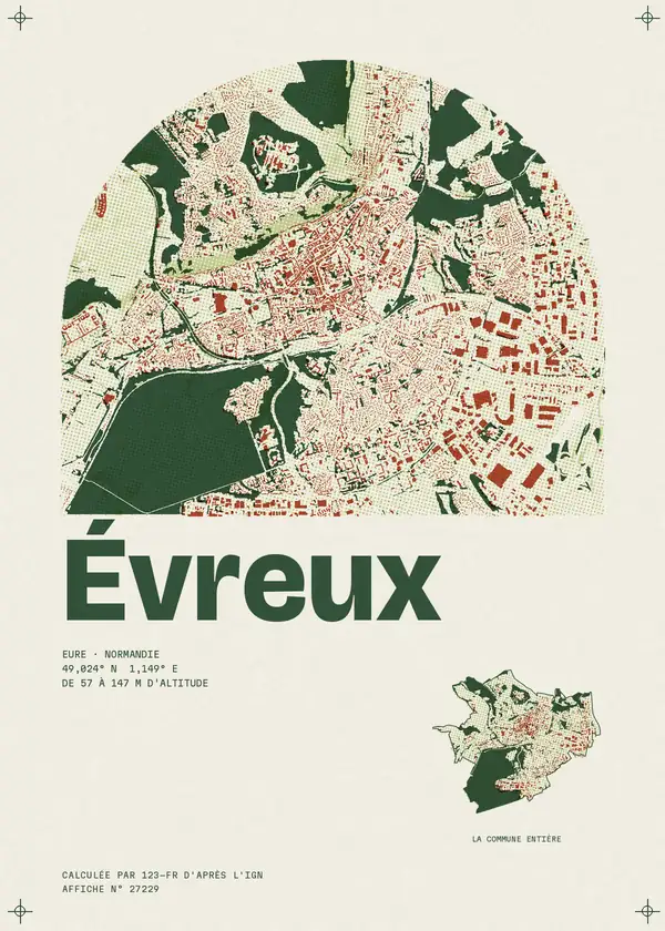 Affiche de Évreux, calculée par 123-fr d'après l'IGN