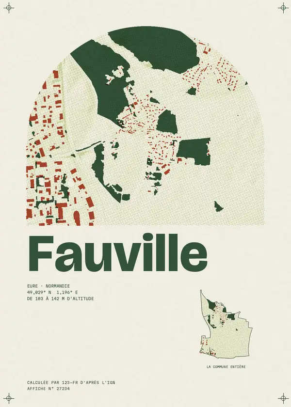 Affiche de Fauville, calculée par 123-fr d'après l'IGN
