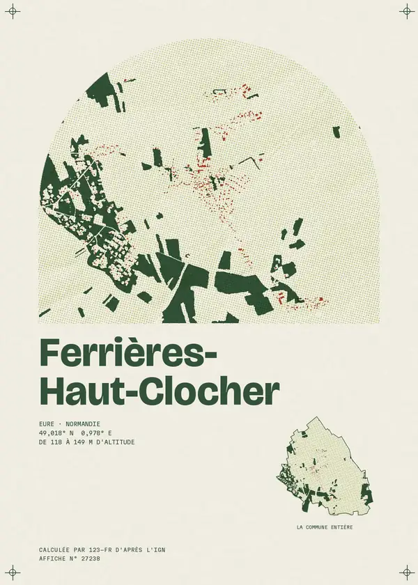 Affiche de Ferrières-Haut-Clocher, calculée par 123-fr d'après l'IGN