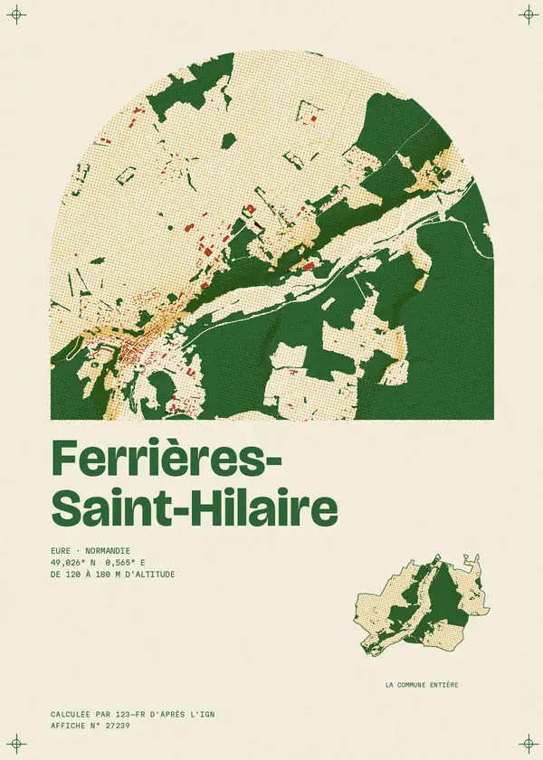 Affiche de Ferrières-Saint-Hilaire, calculée par 123-fr d'après l'IGN