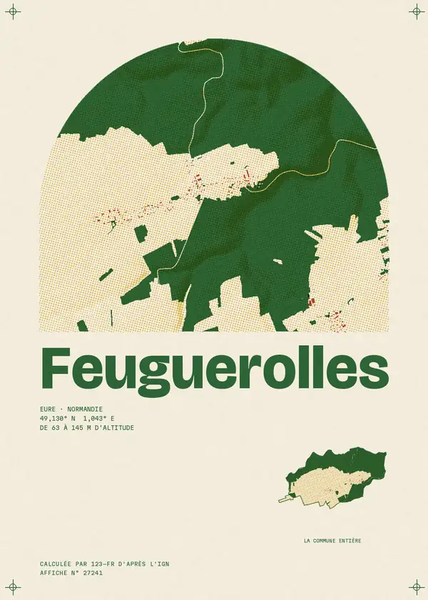 Affiche de Feuguerolles, calculée par 123-fr d'après l'IGN