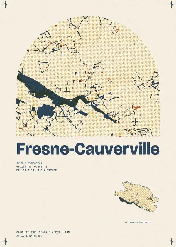 Affiche de Fresne-Cauverville, calculée par 123-fr d'après l'IGN