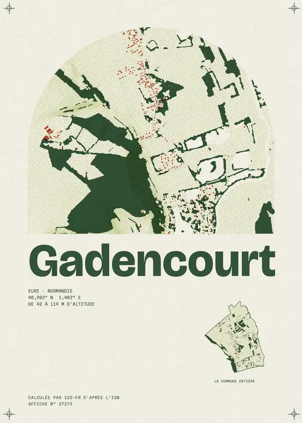 Affiche de Gadencourt, calculée par 123-fr d'après l'IGN