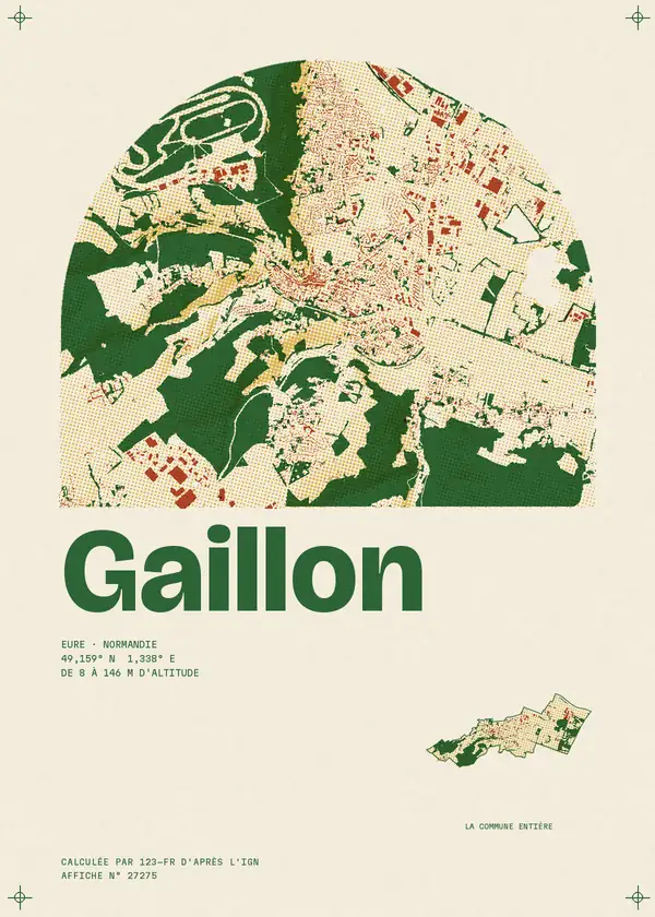 Affiche de Gaillon, calculée par 123-fr d'après l'IGN