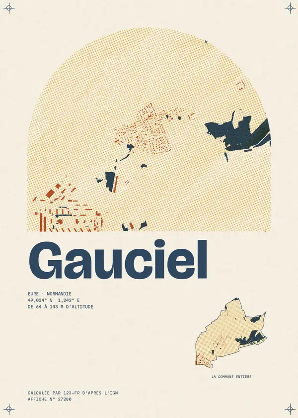Affiche de Gauciel, calculée par 123-fr d'après l'IGN