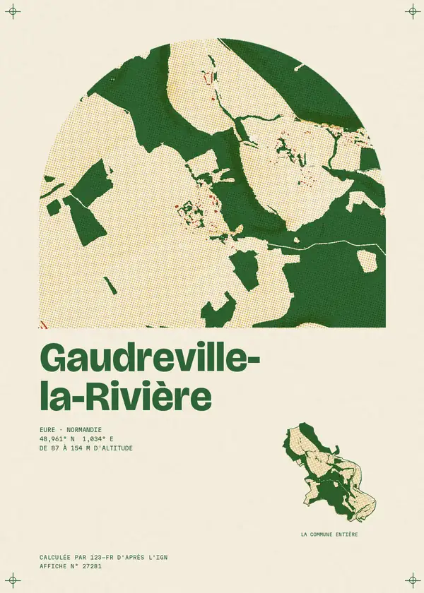 Affiche de Gaudreville-la-Rivière, calculée par 123-fr d'après l'IGN