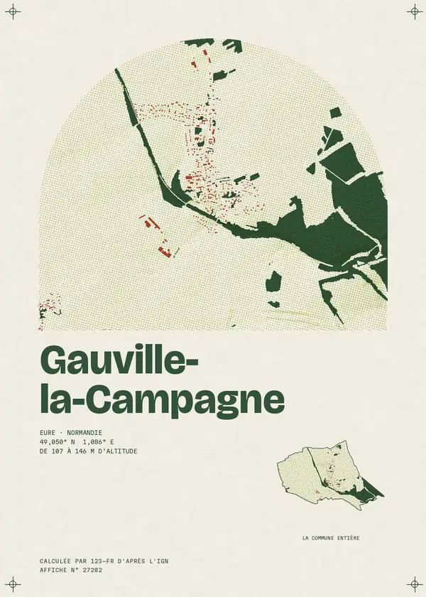 Affiche de Gauville-la-Campagne, calculée par 123-fr d'après l'IGN