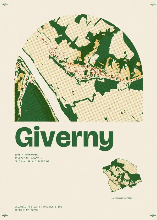 Affiche de Giverny, calculée par 123-fr d'après l'IGN
