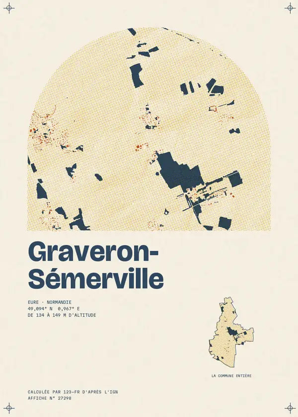 Affiche de Graveron-Sémerville, calculée d'après l'IGN
