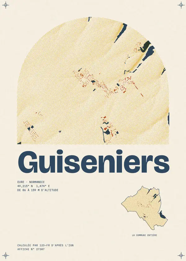 Affiche de Guiseniers, calculée par 123-fr d'après l'IGN