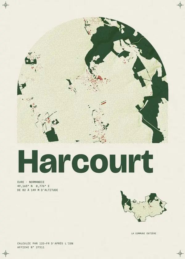 Affiche de Harcourt, calculée par 123-fr d'après l'IGN