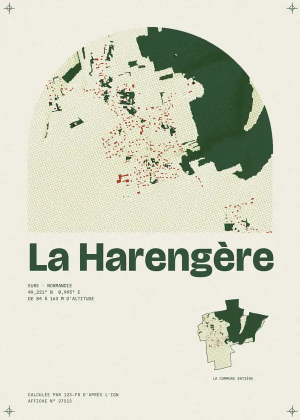 Affiche de La Harengère, calculée par 123-fr d'après l'IGN