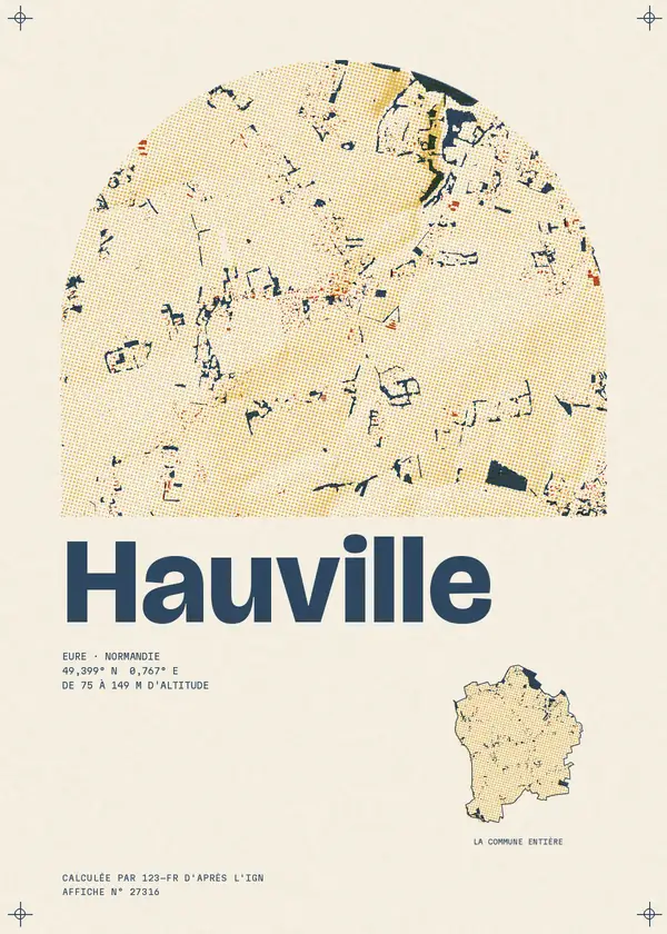 Affiche de Hauville, calculée par 123-fr d'après l'IGN
