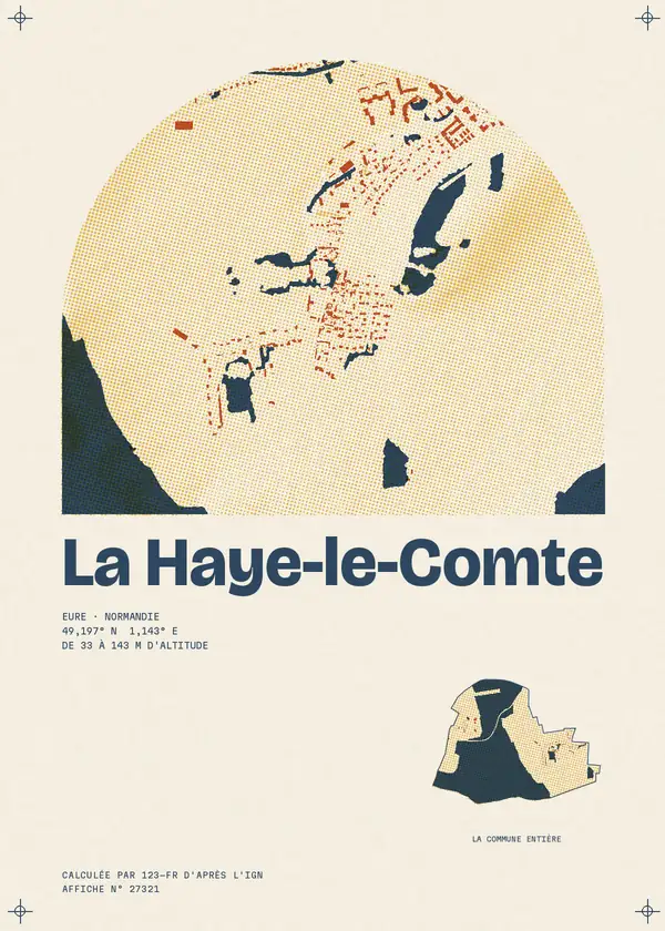 Affiche de La Haye-le-Comte, calculée par 123-fr d'après l'IGN