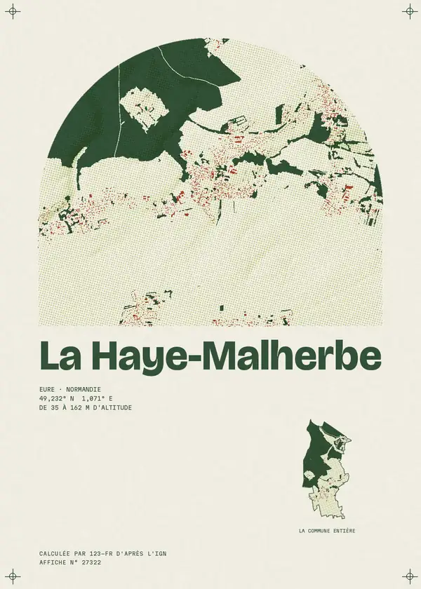 Affiche de La Haye-Malherbe, calculée par 123-fr d'après l'IGN