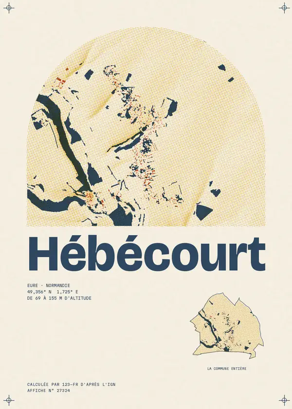 Affiche de Hébécourt, calculée par 123-fr d'après l'IGN