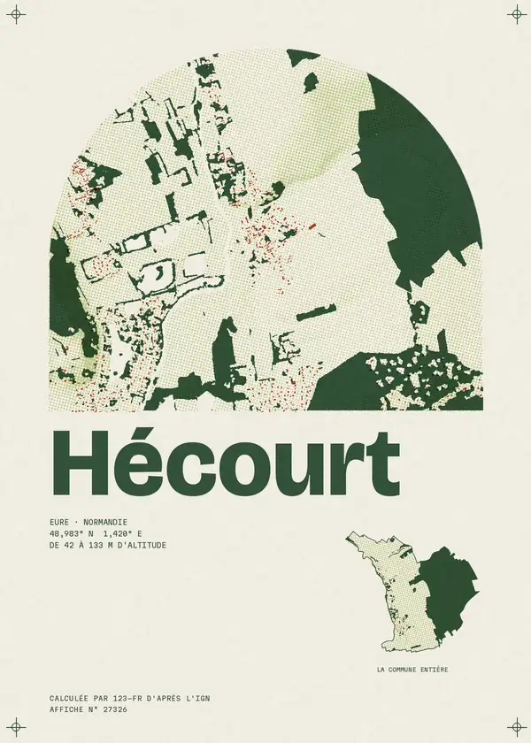 Affiche de Hécourt, calculée par 123-fr d'après l'IGN