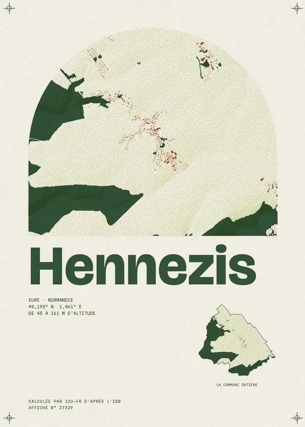 Affiche de Hennezis, calculée par 123-fr d'après l'IGN