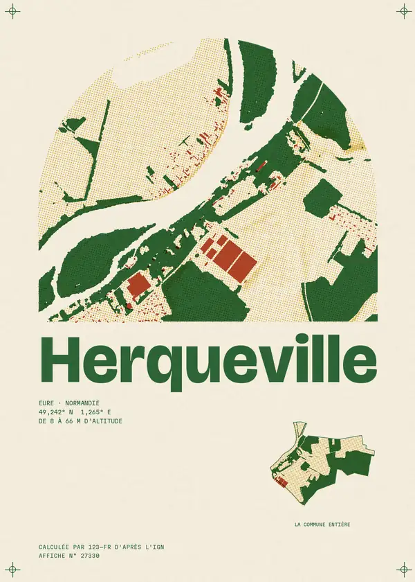 Affiche de Herqueville, calculée par 123-fr d'après l'IGN