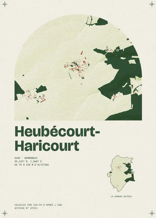 Affiche de Heubécourt-Haricourt, calculée par 123-fr d'après l'IGN