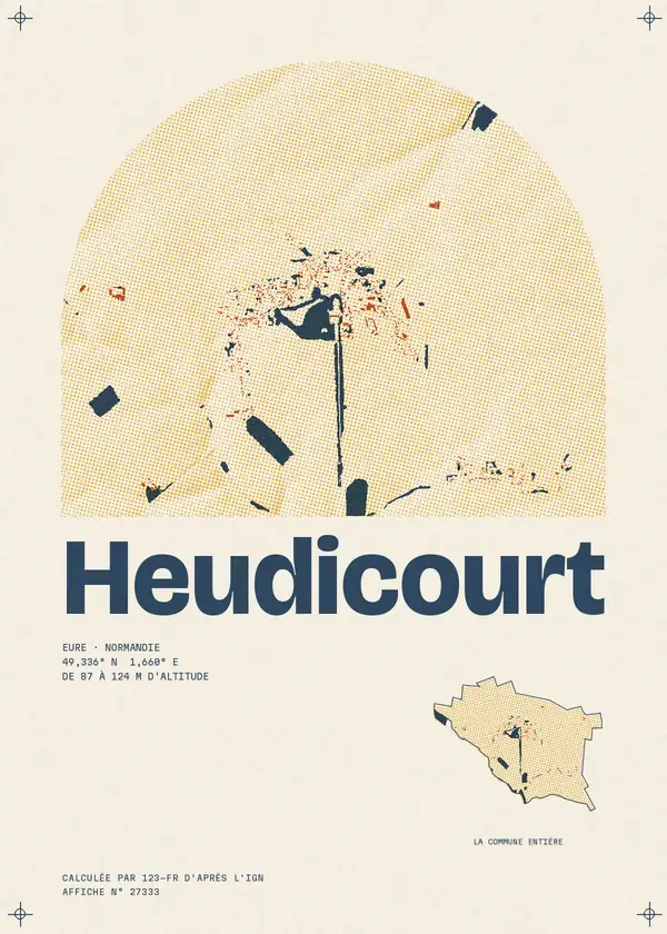 Affiche de Heudicourt, calculée par 123-fr d'après l'IGN