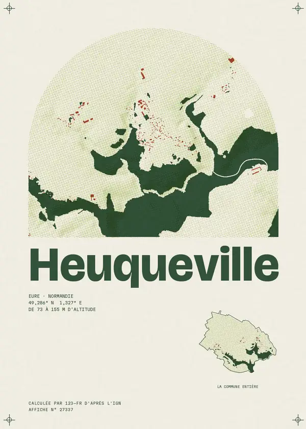 Affiche de Heuqueville, calculée par 123-fr d'après l'IGN