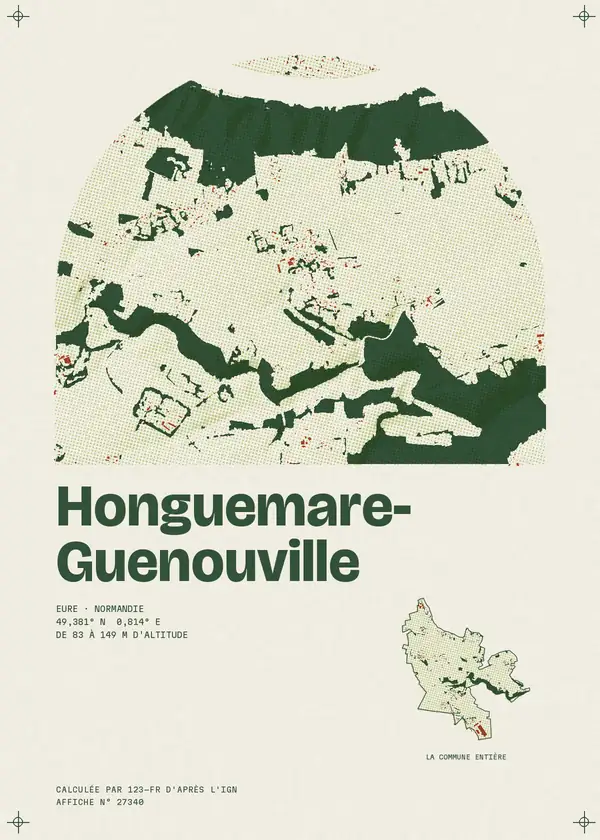 Affiche de Honguemare-Guenouville, calculée par 123-fr d'après l'IGN