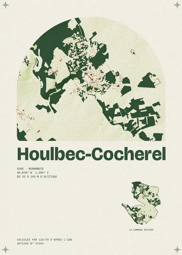 Affiche de Houlbec-Cocherel, calculée par 123-fr d'après l'IGN