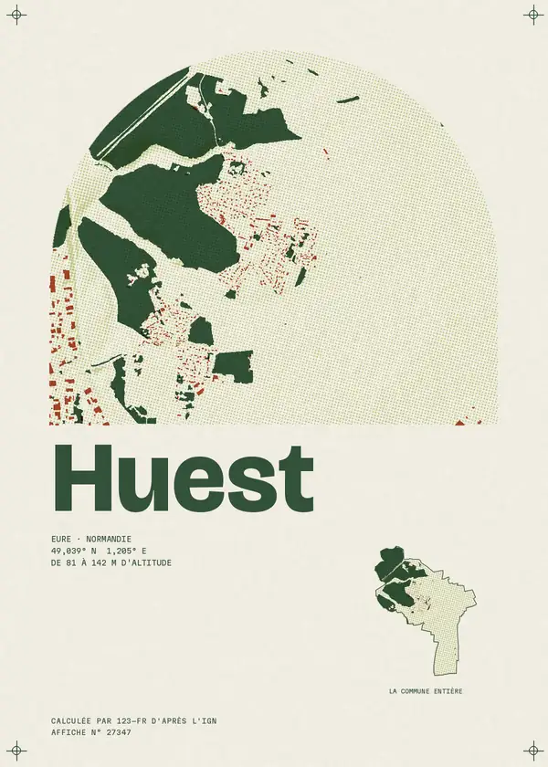 Affiche de Huest, calculée par 123-fr d'après l'IGN