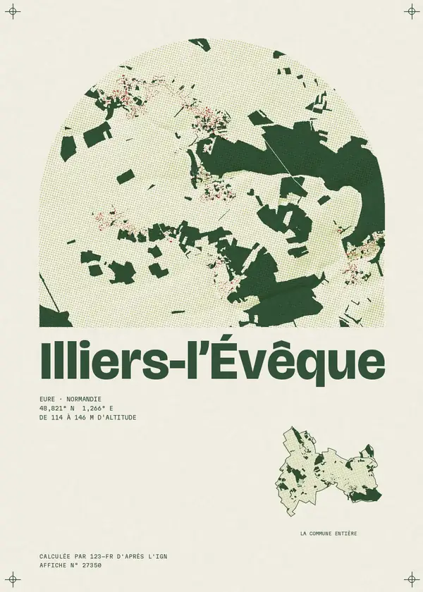 Affiche de Illiers-l'Évêque, calculée par 123-fr d'après l'IGN
