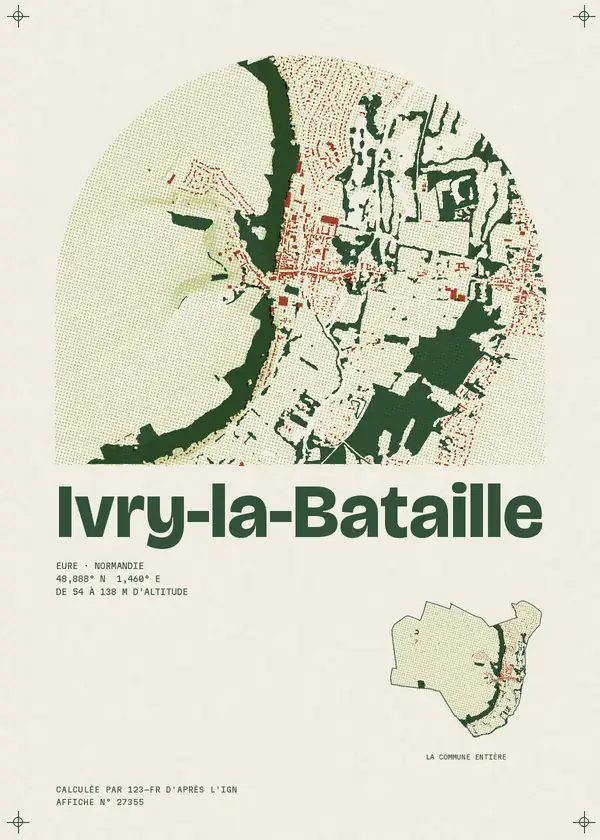 Affiche de Ivry-la-Bataille, calculée par 123-fr d'après l'IGN