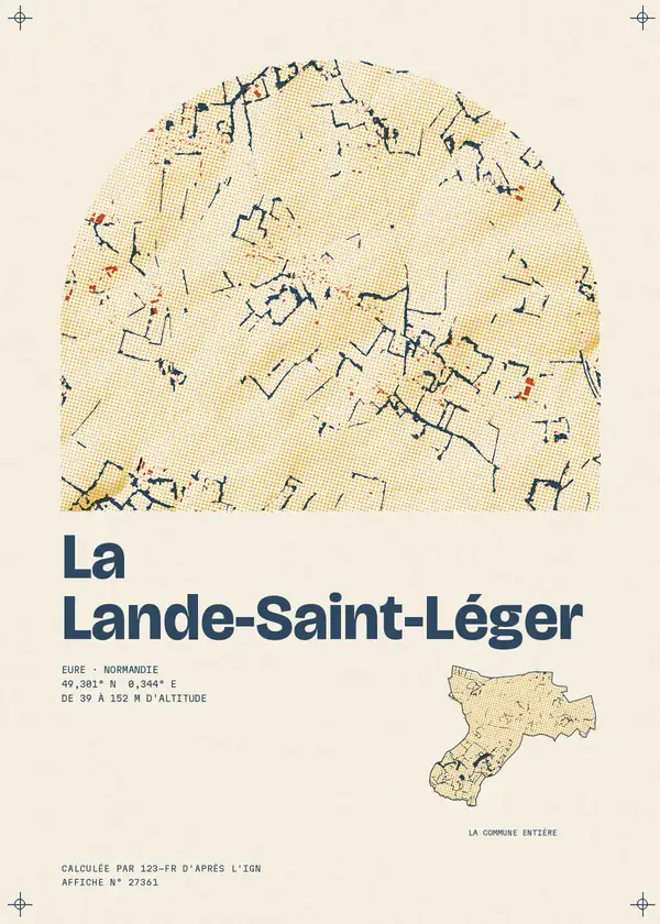 Affiche de La Lande-Saint-Léger, calculée par 123-fr d'après l'IGN