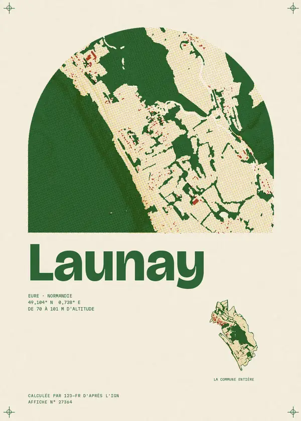 Affiche de Launay, calculée par 123-fr d'après l'IGN