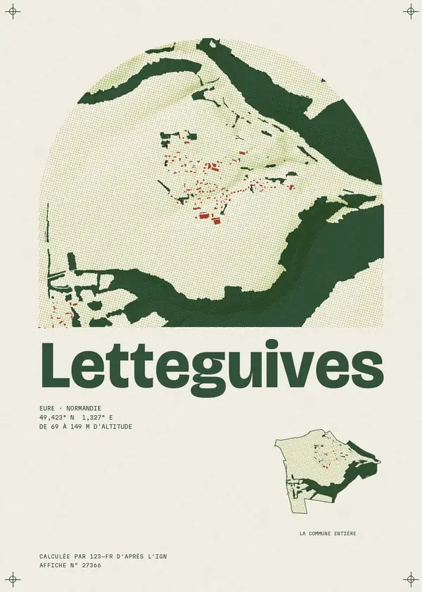 Affiche de Letteguives, calculée par 123-fr d'après l'IGN