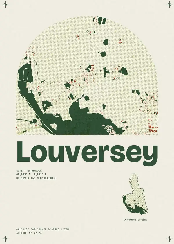 Affiche de Louversey, calculée par 123-fr d'après l'IGN