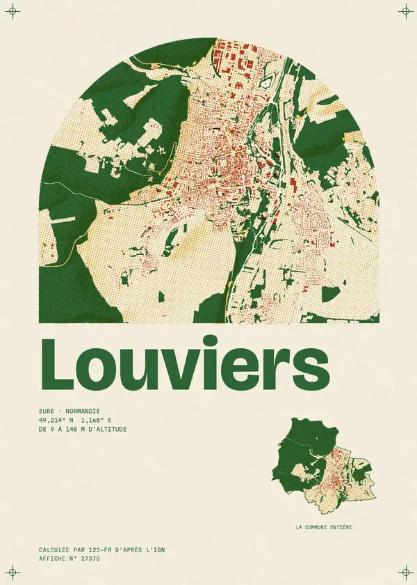 Affiche de Louviers, calculée par 123-fr d'après l'IGN