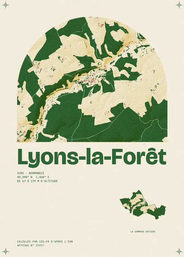 Affiche de Lyons-la-Forêt, calculée par 123-fr d'après l'IGN