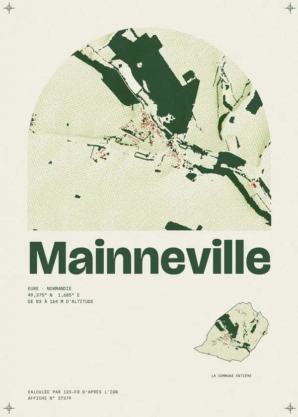 Affiche de Mainneville, calculée par 123-fr d'après l'IGN