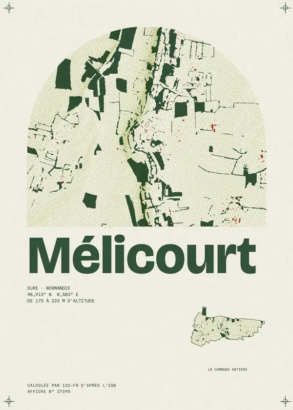 Affiche de Mélicourt, calculée par 123-fr d'après l'IGN