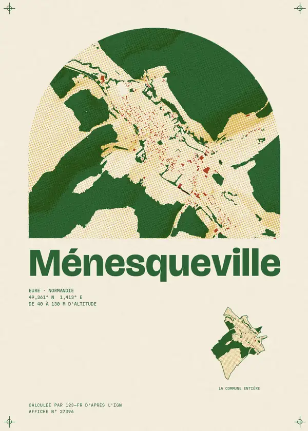 Affiche de Ménesqueville, calculée par 123-fr d'après l'IGN