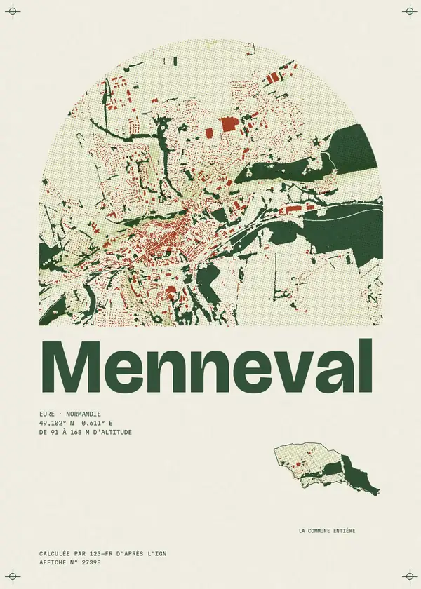 Affiche de Menneval, calculée par 123-fr d'après l'IGN