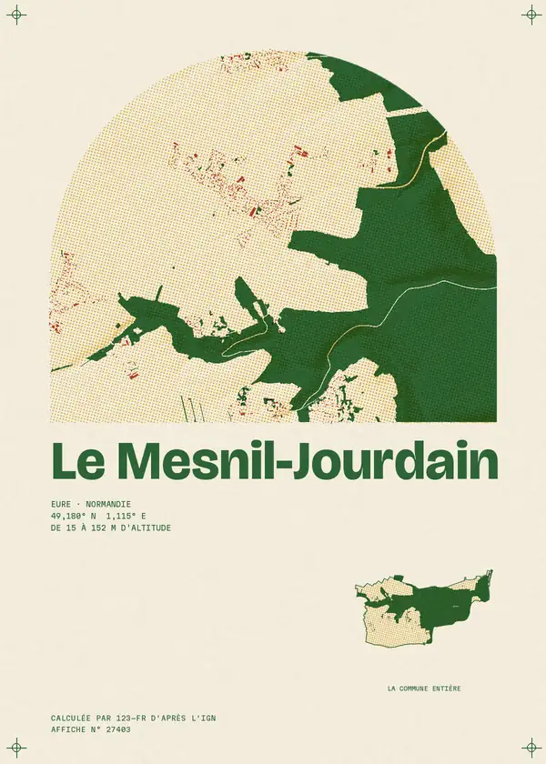Affiche de Le Mesnil-Jourdain, calculée par 123-fr d'après l'IGN