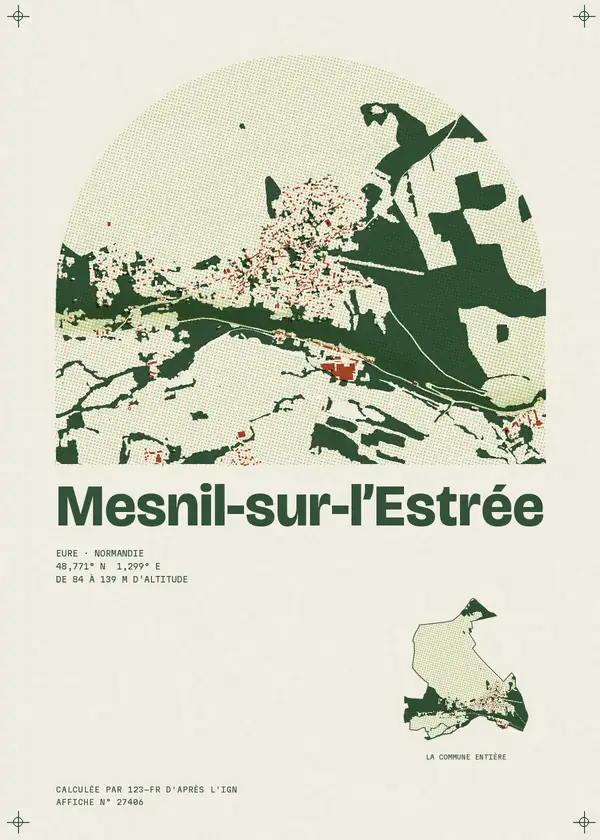 Affiche de Mesnil-sur-l'Estrée, calculée par 123-fr d'après l'IGN