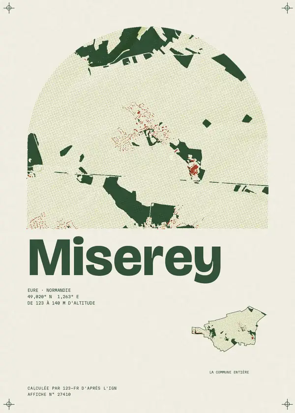 Affiche de Miserey, calculée par 123-fr d'après l'IGN